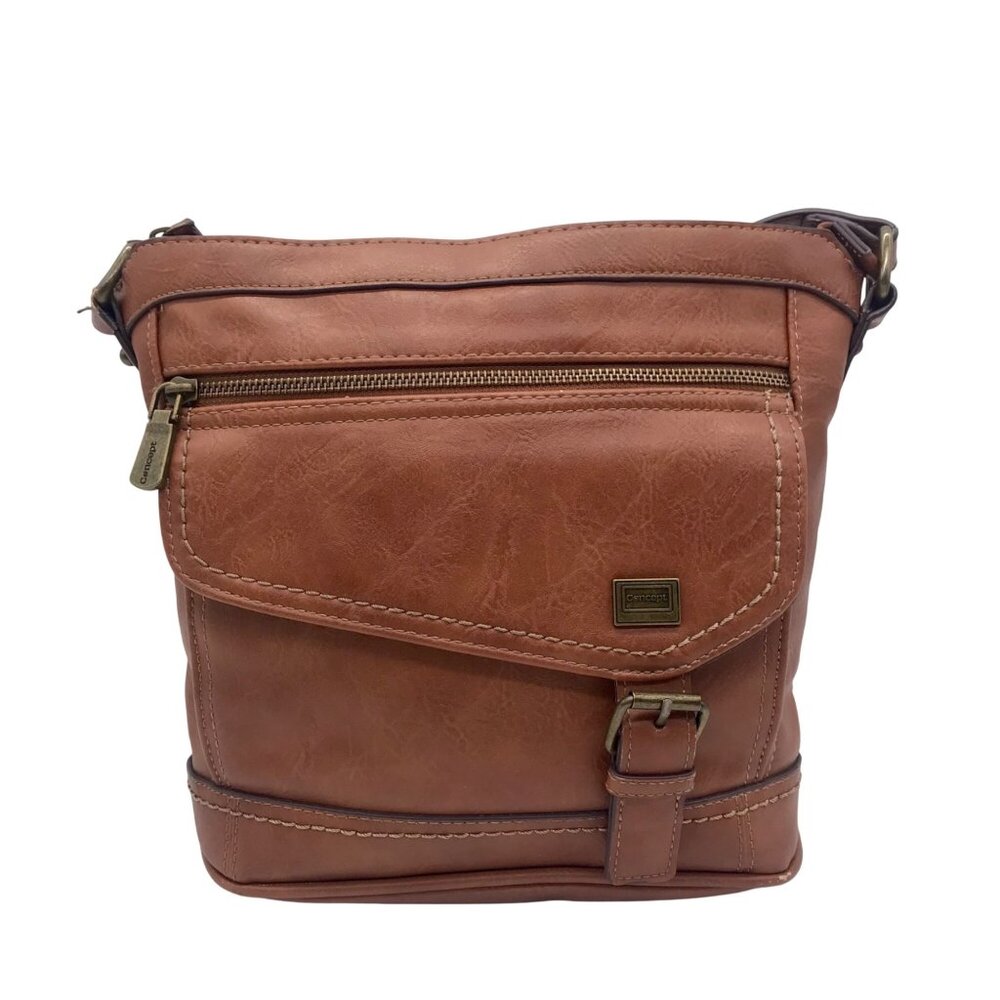 Born Concept Brown Faux Leather Amherst Crossbody Bag